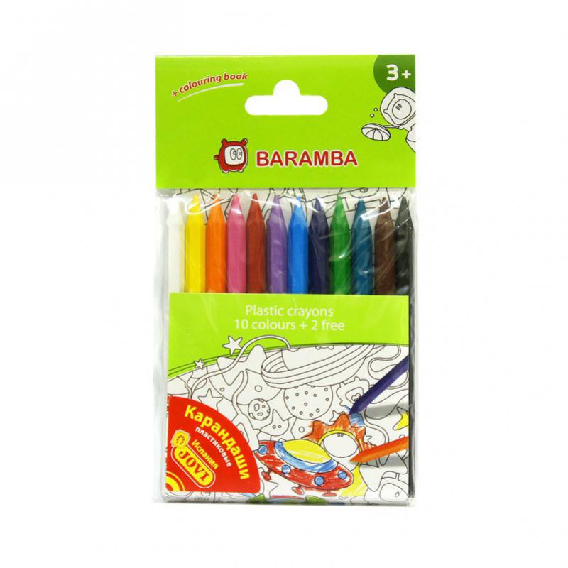 Набор пластиковых карандашей - 12 цветов + внутри вкладыш-раскраска