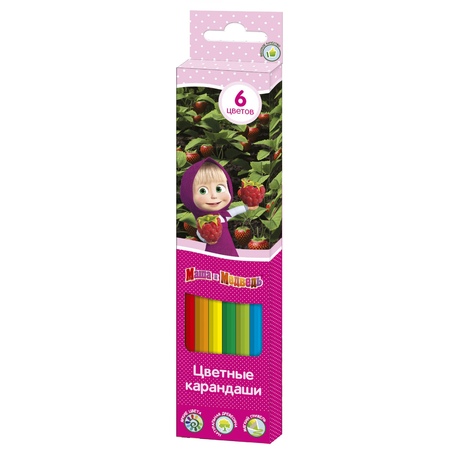 Цветные карандаши Маша и Медведь, 6 цветов