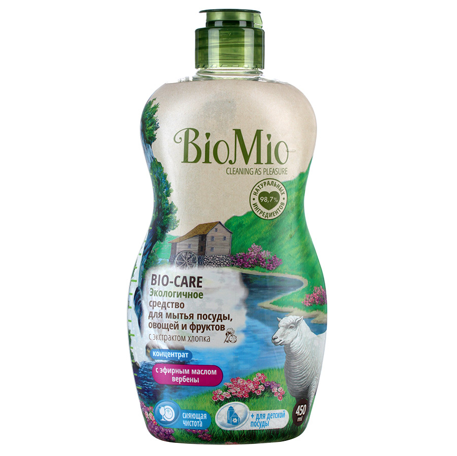Экологичное средство для мытья посуды, овощей и фруктов Bio-Care с эфирным маслом вербены - 450мл