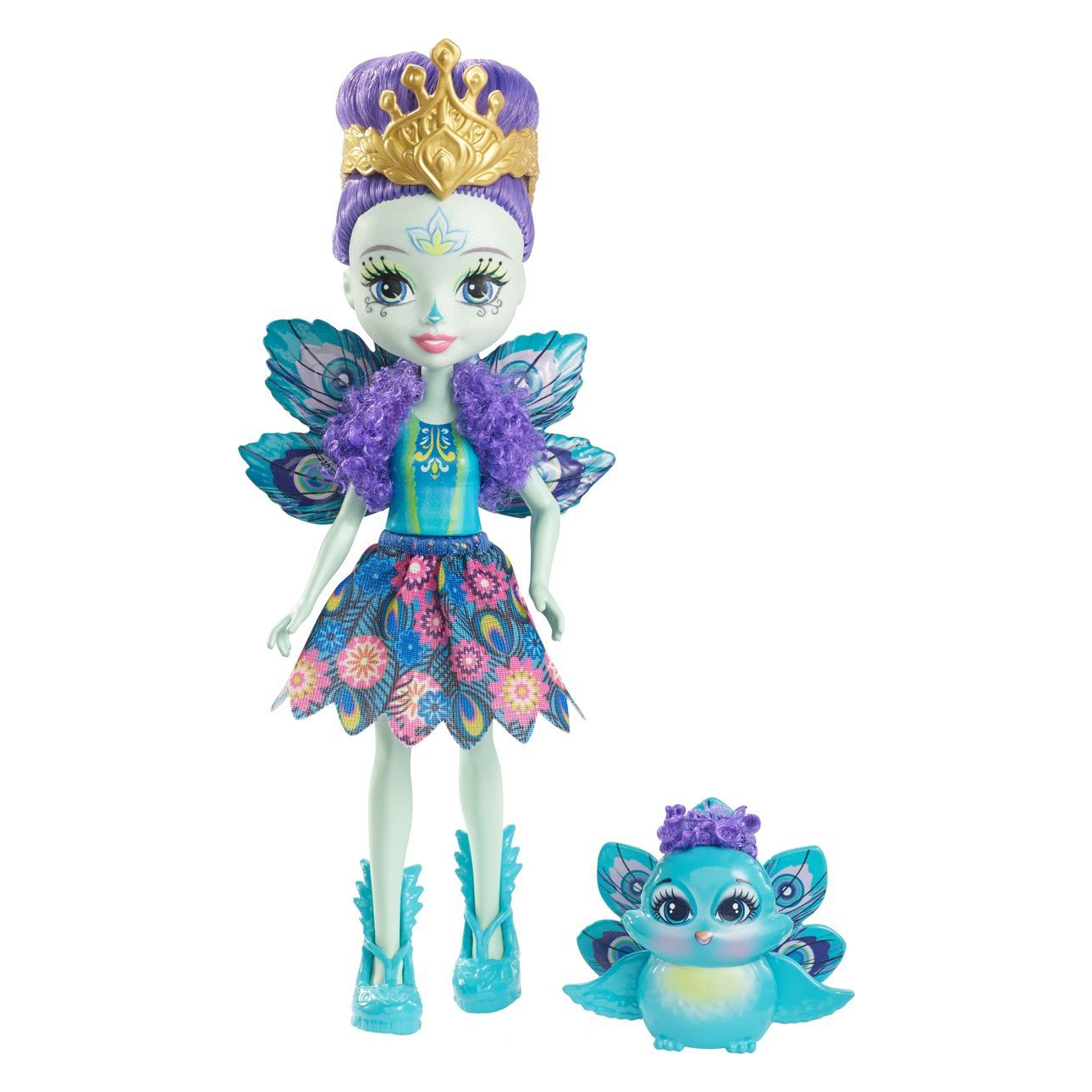 Кукла Enchantimals с любимой зверушкой Павлин Patter Peacock с питомцем
