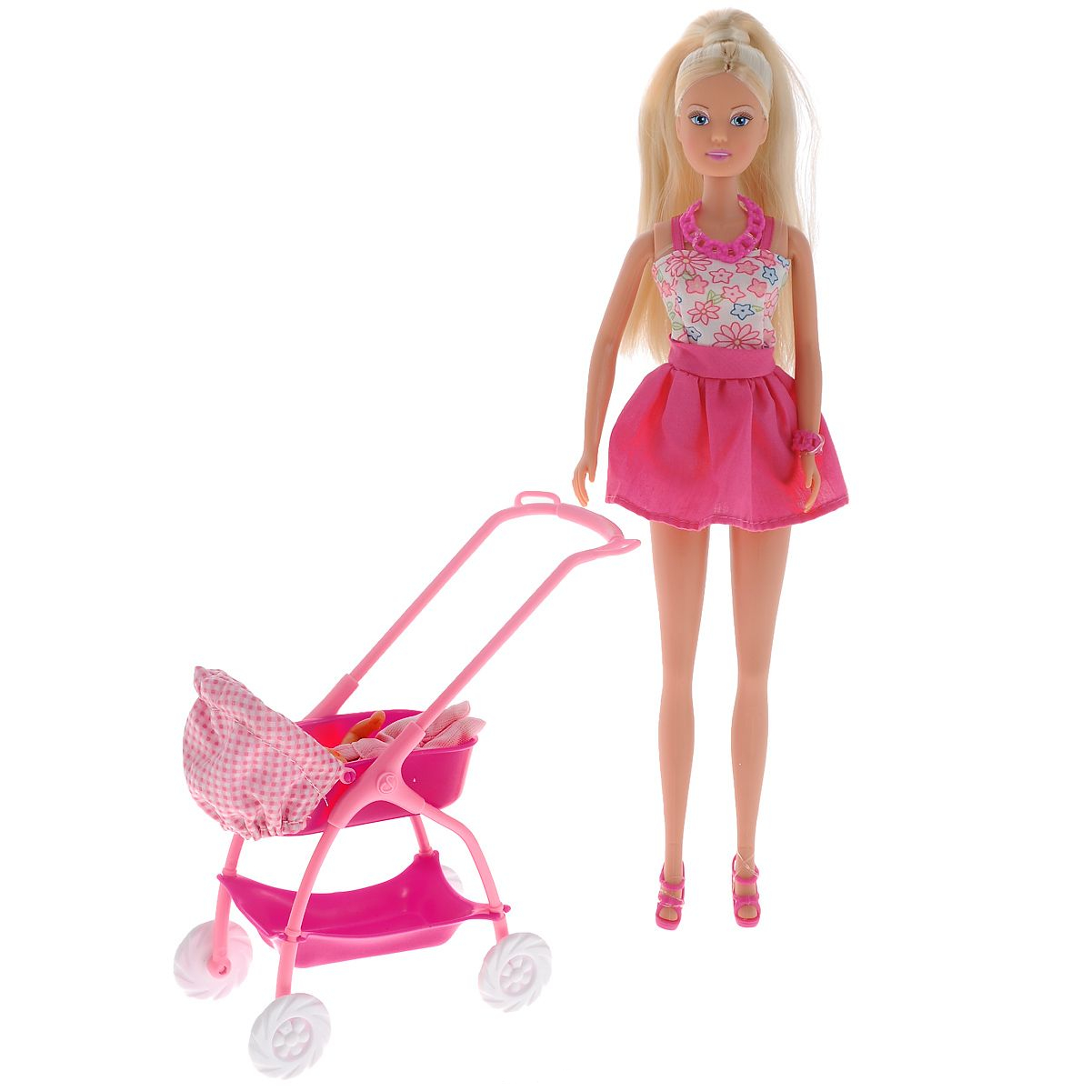 Кукла Штеффи с ребенком в розовом платье 29 см