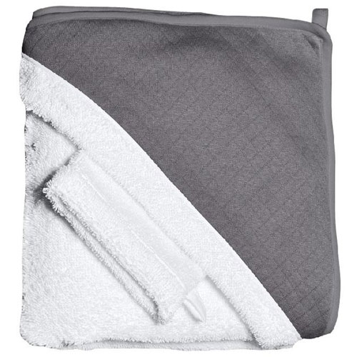 Полотенце с уголком + варежка Hooded Bath Towel+Wash Grey