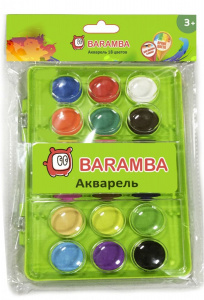 Baramba Акварель в сухих таблетках 18 цветов без кисти в блистере B00818