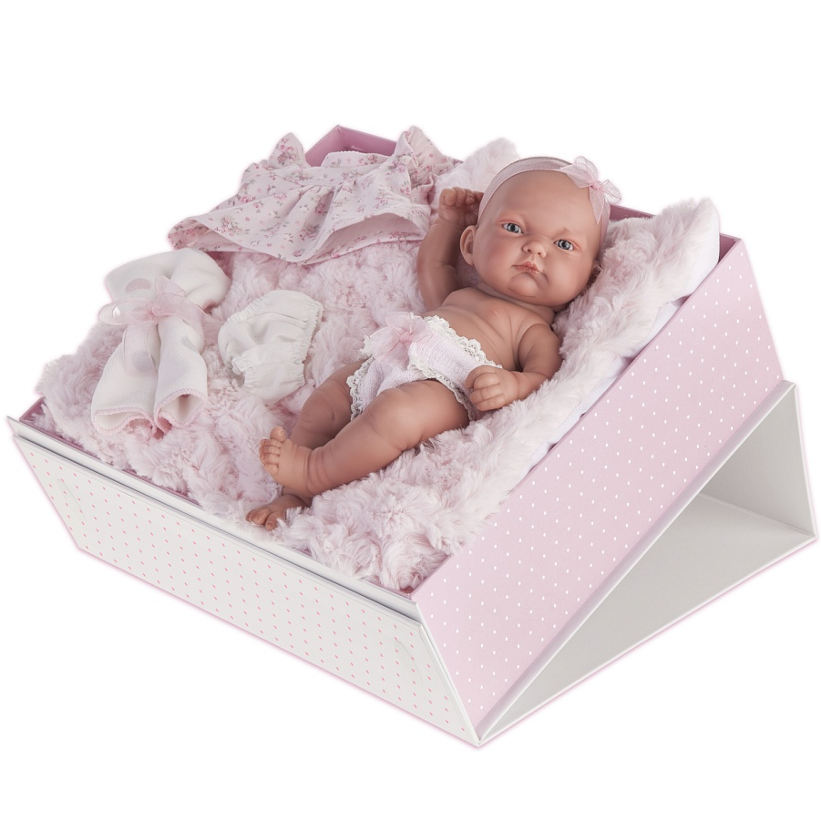 Кукла-младенец Карла в чемодане розовая 26 см