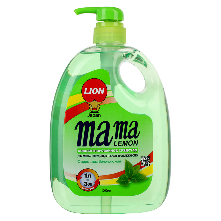 Lion Гель концентрат для посуды и детских принадлежностей Mama Lemon с ароматом зеленого чая, 46334