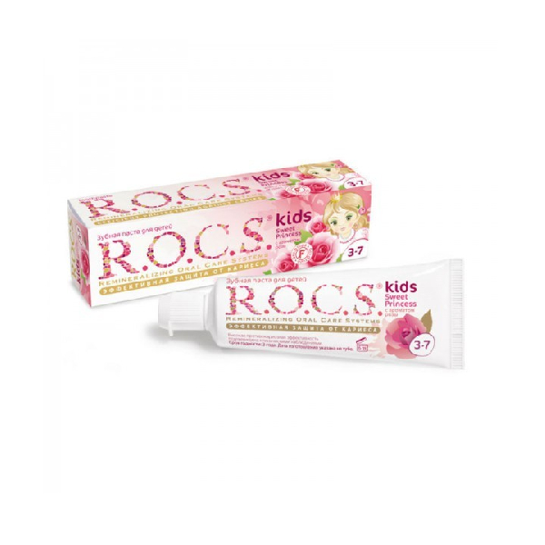 ROCS Детская зубная паста без фтора с ароматом розы ROCS kids