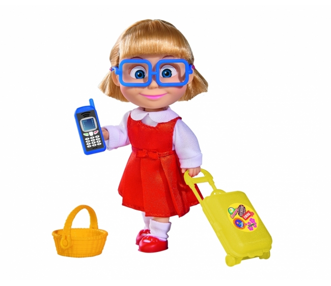Игровой набор Кукла Маша с чемоданчиком, корзинкой и телефоном, 12 см