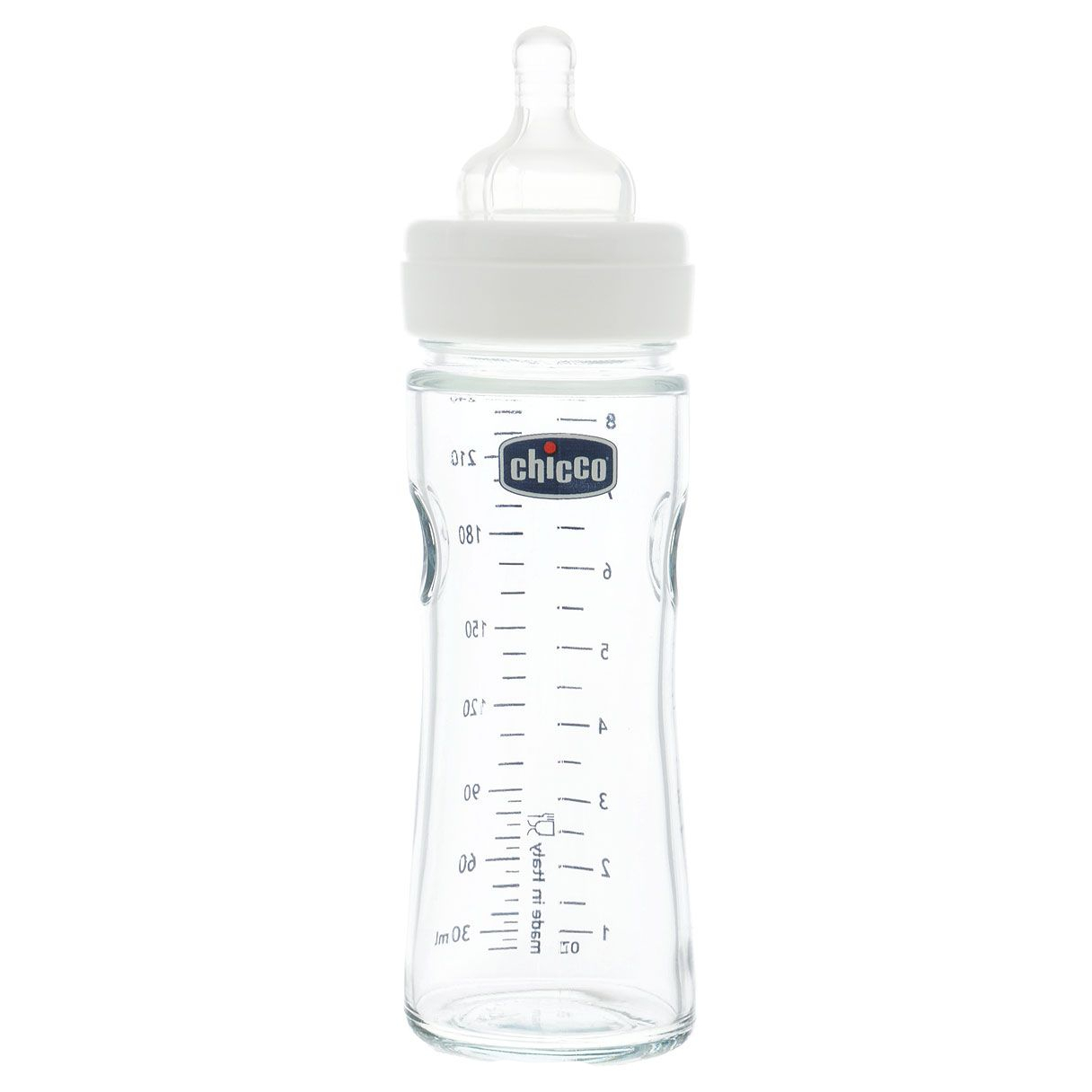 Бутылочка для кормления с силиконовой соской Wellbeing Glass от 0 месяцев - 240 мл (прозрачная)