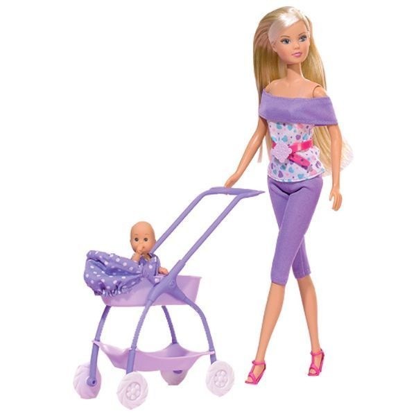 Кукла Simba Штеффи с ребенком в сиреневом костюмчике