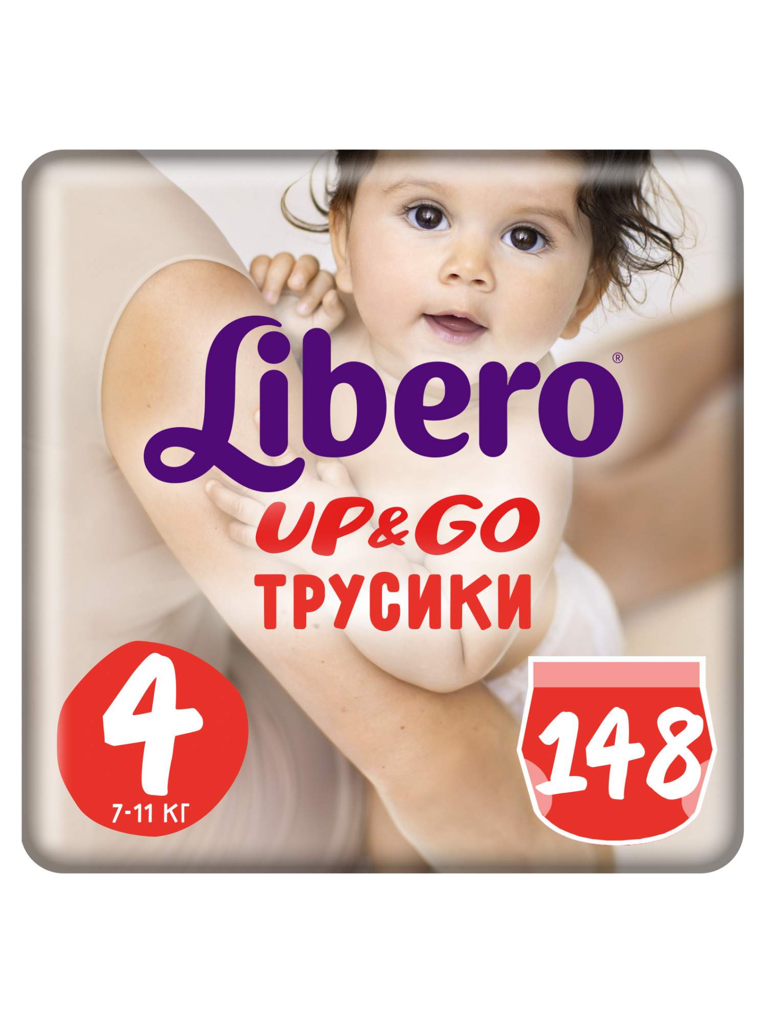 Трусики Libero Up & Go 4 (7-11 кг) - 148 шт (2 х 74 шт)