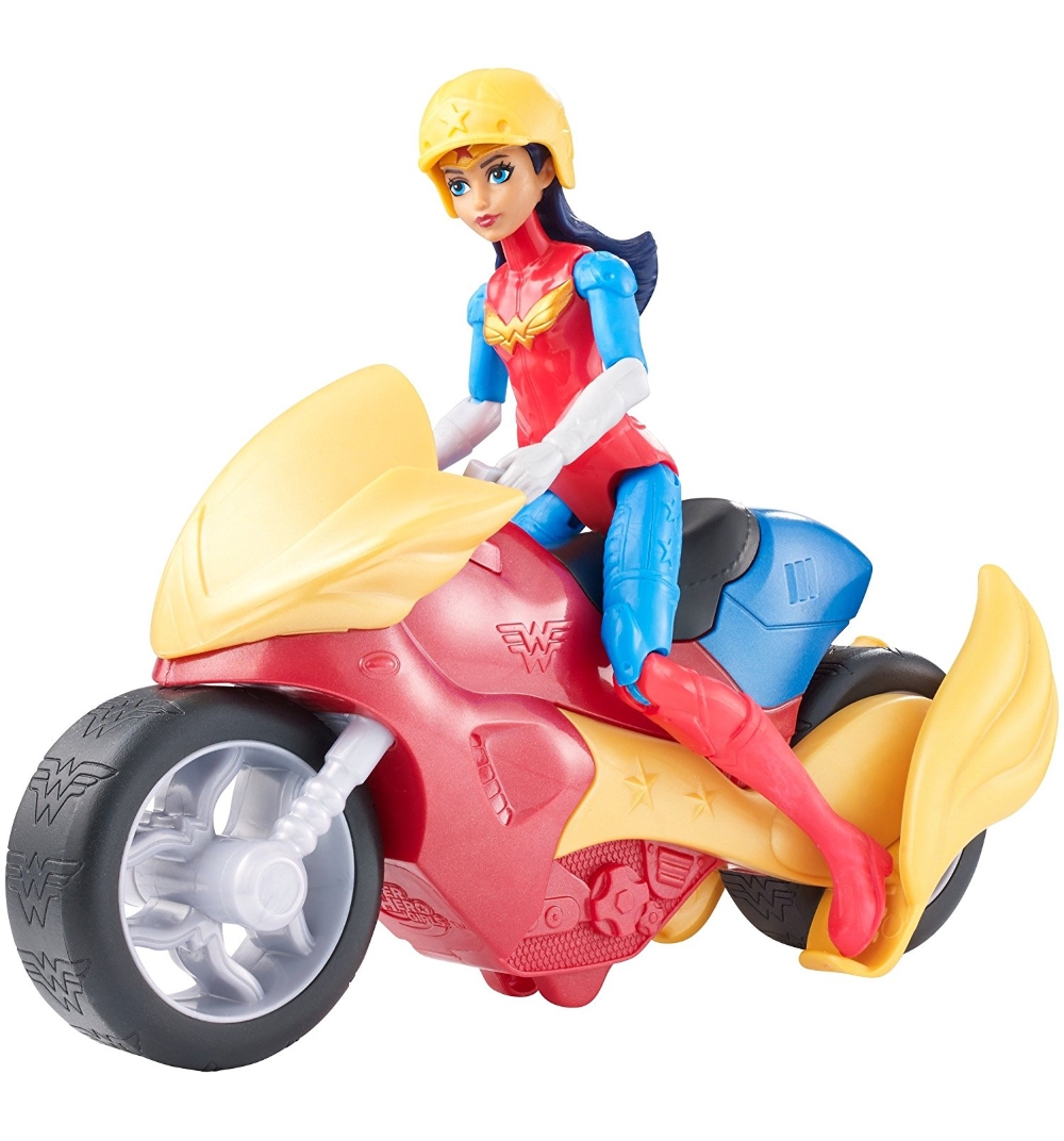 Игровой набор Чудо-женщина с мотоциклом 15 см