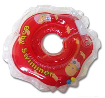 Круг на шею для купания малышей (красный полуцвет с погремушкой) от 3 кг