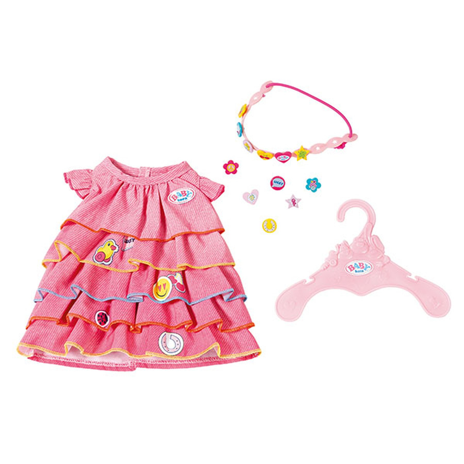 Одежда Baby born 824-481 Платье ярко розовое и ободок-украшение