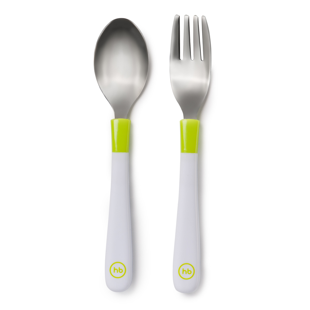 Набор вилка, ложка из нержавеющей стали Spoon & fork baby cutlery set с 6 месяцев (lime | салатовый)