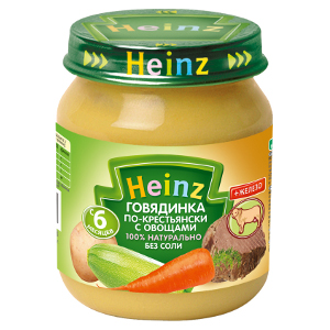 Пюре Говядинка по-крестьянски с овощами - 120 г