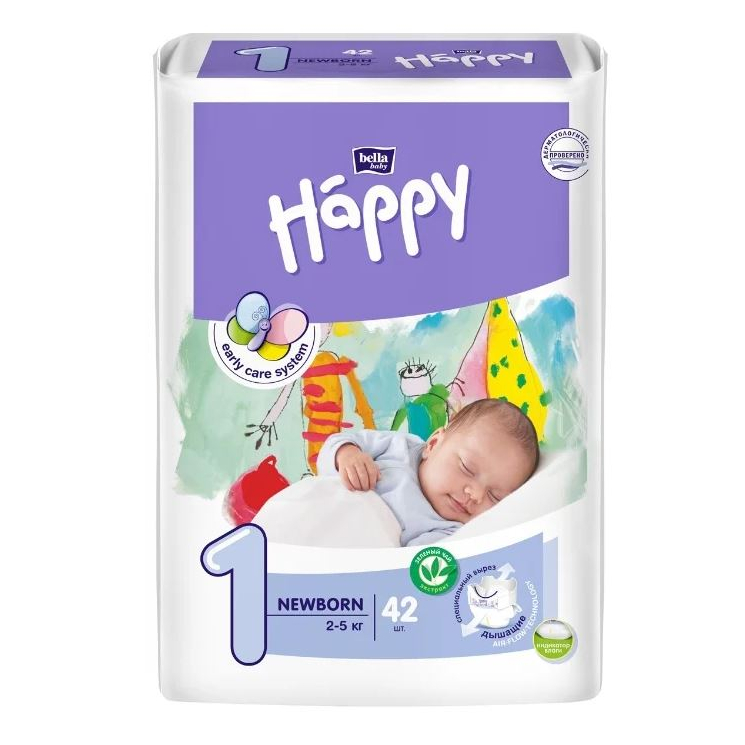 Подгузники Bella Baby Happy Newborn (2-5 кг) - 42 шт