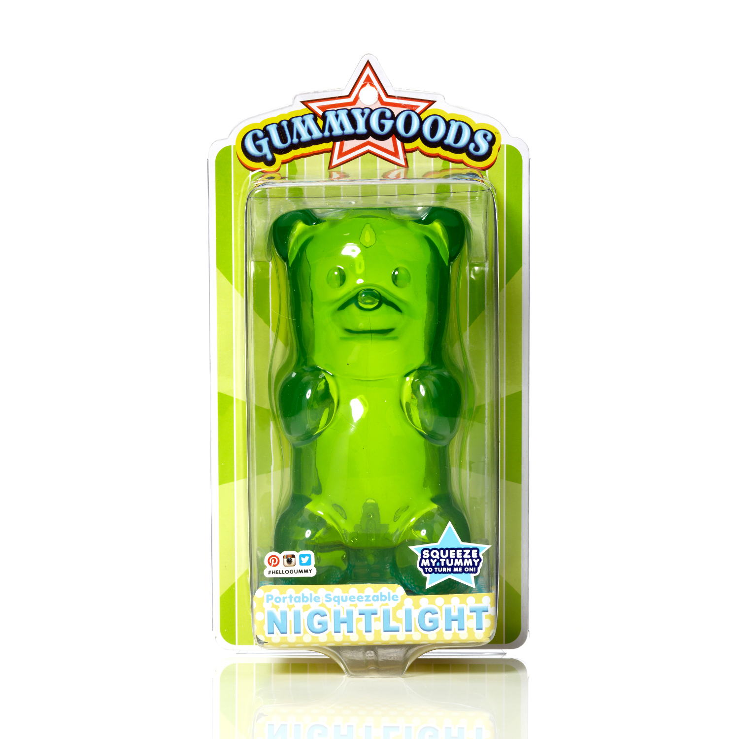 Ночник силиконовый в форме медведя (зеленый)