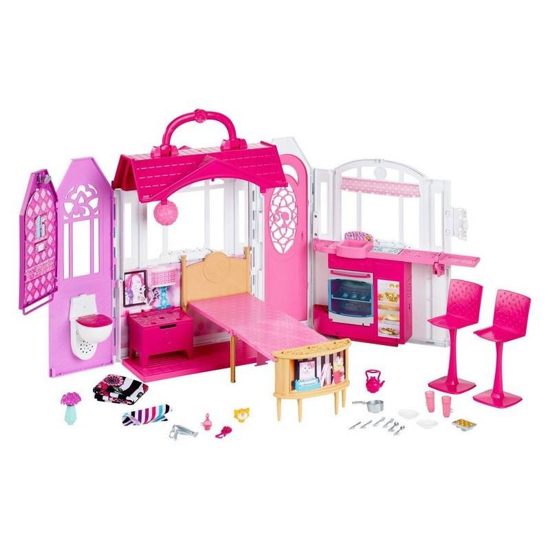 Игровой набор Барби Портативный домик со звуковыми эффектами (Куколный домик)