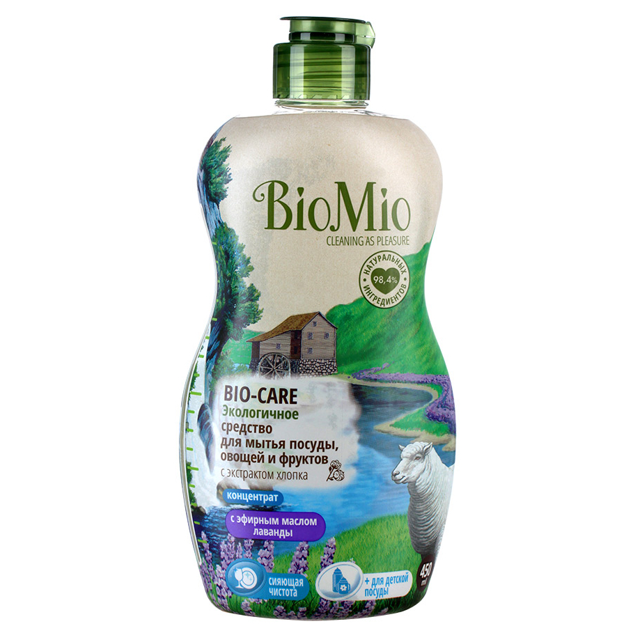 Экологичное средство для мытья посуды, овощей и фруктов Bio-Care с эфирным маслом лаванды - 450мл
