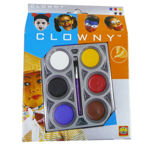 Набор красок с кисточкой Clowny для раскрашивания лица - 6 цветов