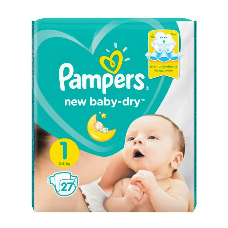 Подгузники Pampers Baby Dry 1 (2-5 кг) - 27 шт
