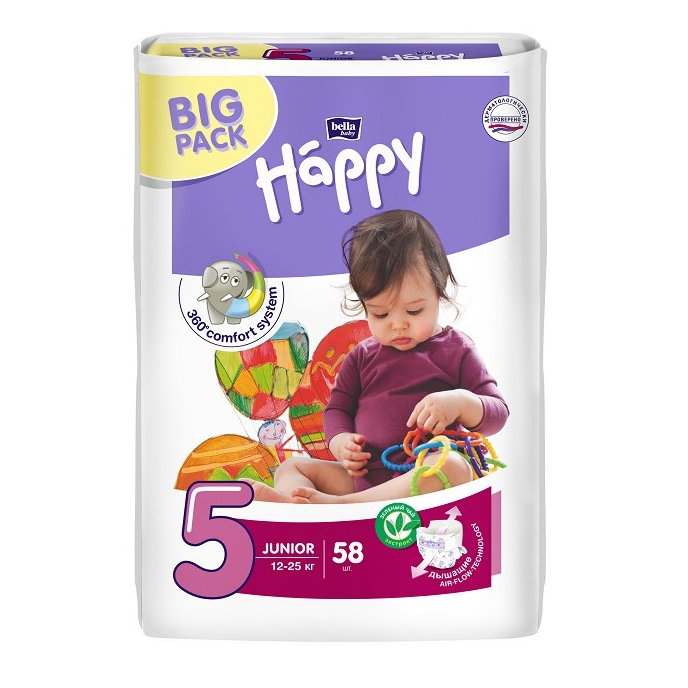 Подгузники Bella Baby Happy Junior 5 (12-25 кг) - 58 шт