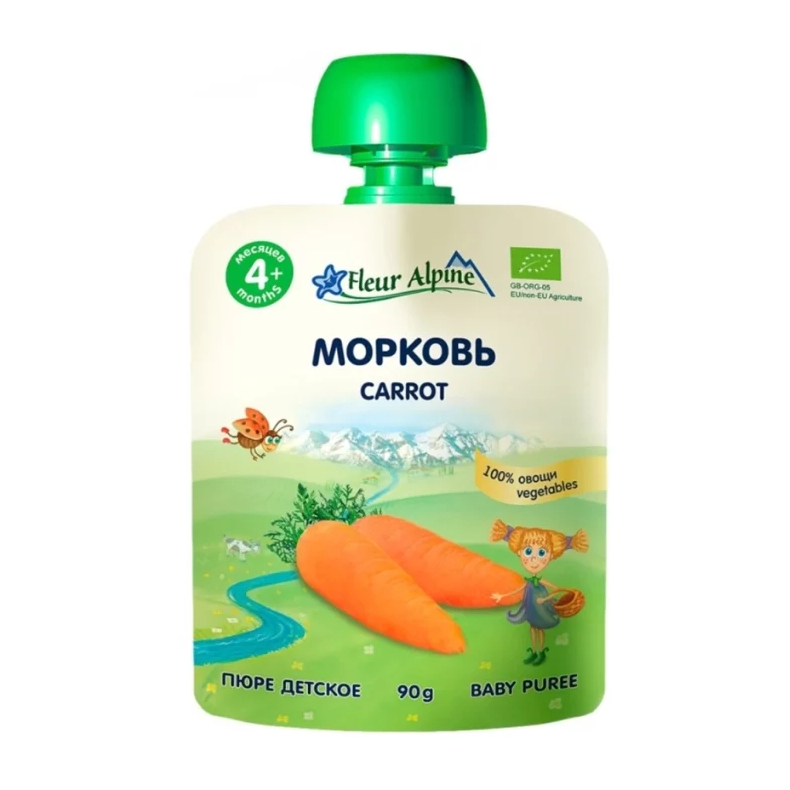Пюре Морковь с 4 месяцев - 90 г (мягкая упаковка)