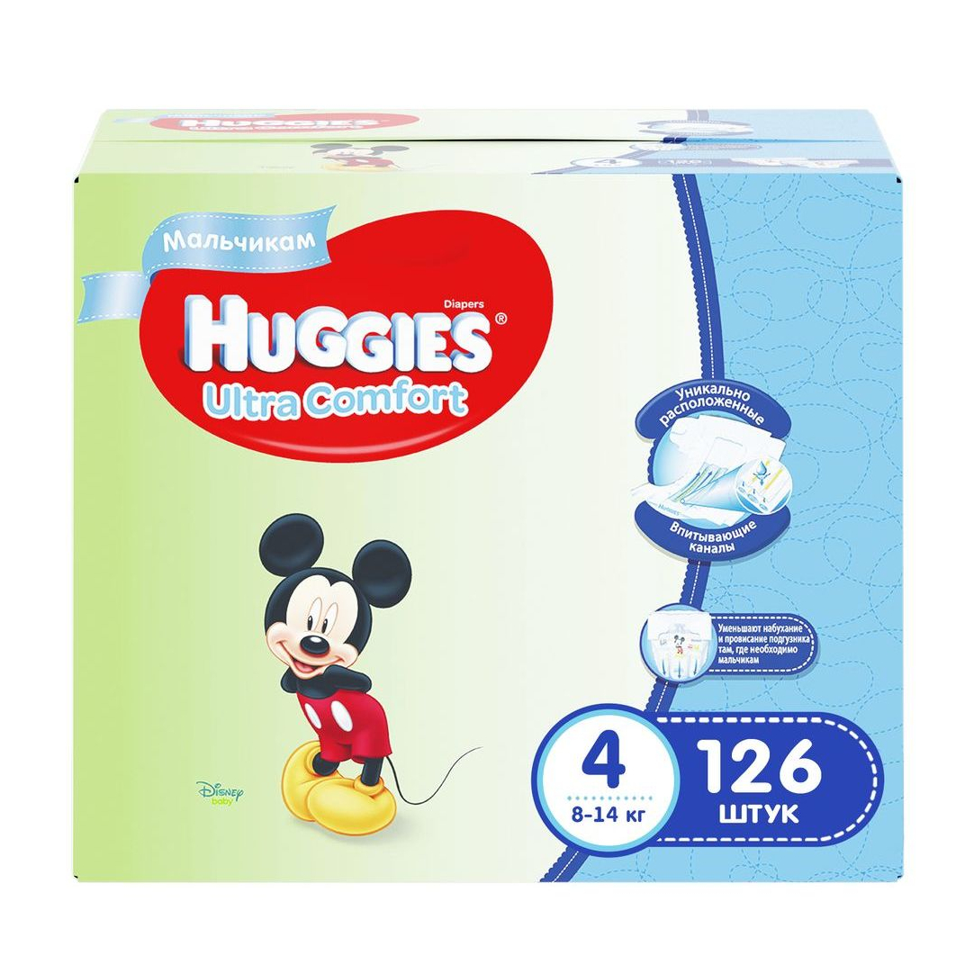 Подгузники Huggies Ultra Comfort для мальчиков 4 (8-14 кг) - 126 шт Disney Box