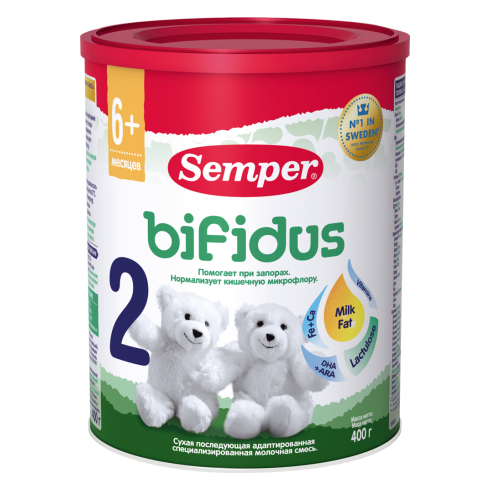Детская смесь Semper Bifidus 2 с 6 месяцев - 400 г