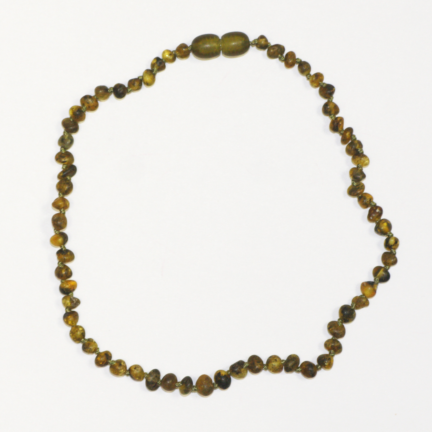Ожерелье из янтаря для малышей в цвете хаки (матовое)