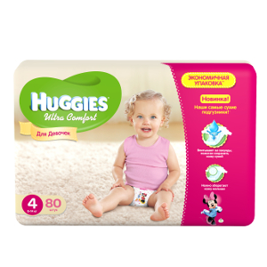 Подгузники Huggies Ultra Comfort для девочек 4 (8-14 кг) - 80 шт