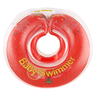 Круг на шею для купания малышей от 6 кг (красный полуцвет) - Клубничка