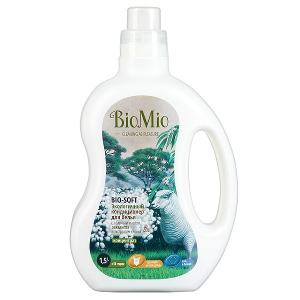 Экологичный кондиционер для белья Bio-Soft концентрат с эфирным маслом эвкалипта 1,5 л