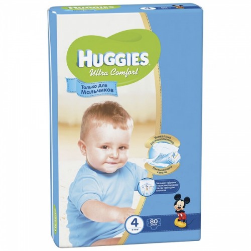 Подгузники Huggies Ultra Comfort для мальчиков 4 (8-14 кг) - 80 шт