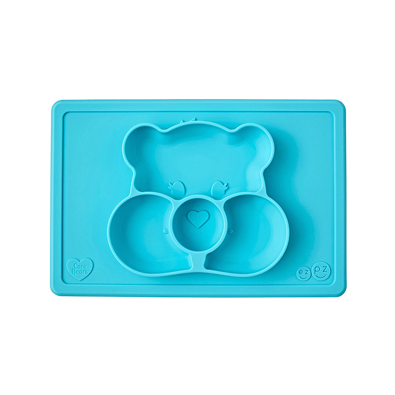 Тарелка с подставкой Happy mat Care Bear (бирюзовая)