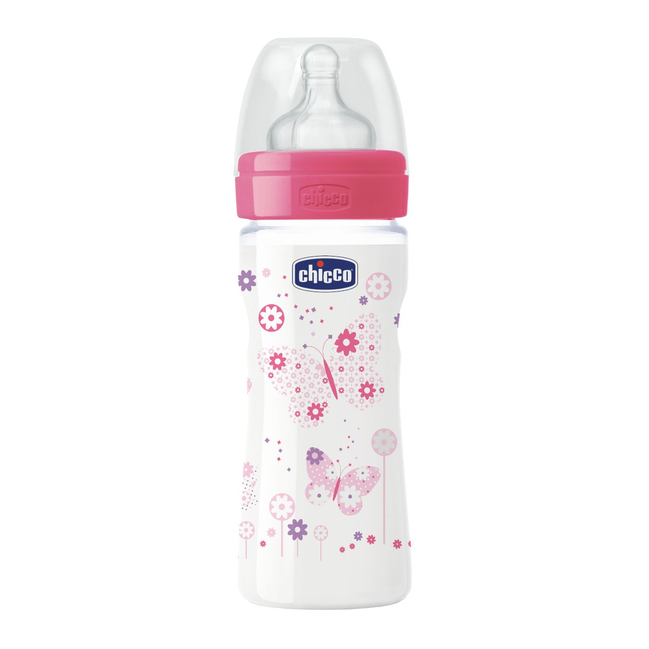 Бутылочка для кормления Wellbeing Girl силиконовая соска переменный поток - 250 мл (розовая)