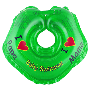 Круг на шею для купания малышей от 3 кг (зеленый полноцветный) - Я люблю
